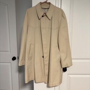 London‎ Fog Men's Beige Trench Coat 44 Long Full Length Classic Outerwear